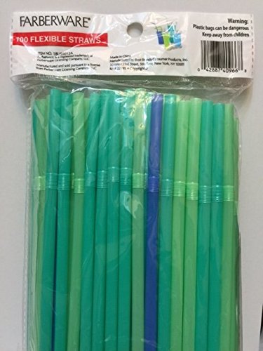 Flexible Blue & Green Straws, 100 count
