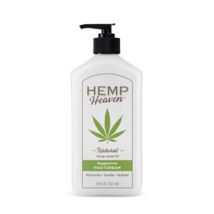 Hemp Heaven Peppermint Foot Cream Infused with Hemp Seed Oil - Hydrating Care for Dry Cracked Feet - 18oz