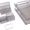 Majestic Goods Office Supply Mesh Desk Set, Silver 5 Piece (XQ767S)